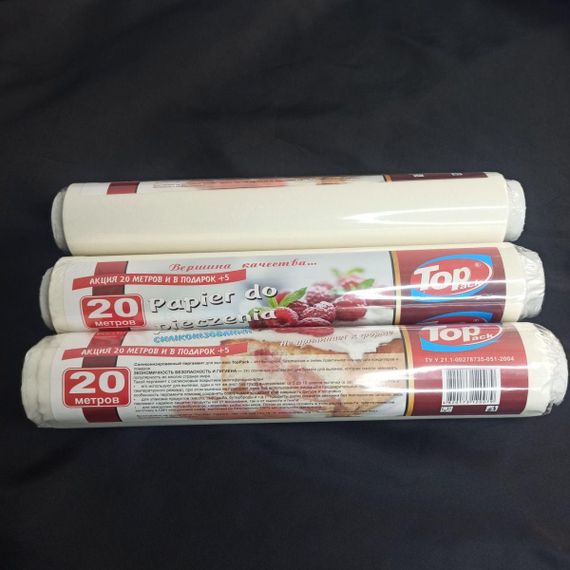 Пергамент для випічки силіконізований білий 29см 20м   (POL) Top Pack | Зображення 1