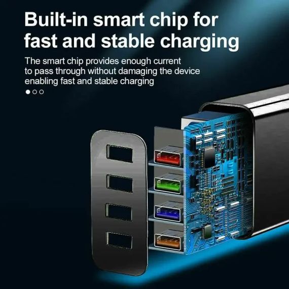 Сетевое зарядное устройство с 4 USB-портами и поддержкой быстрой зарядки, 3.1А | Зображення 4