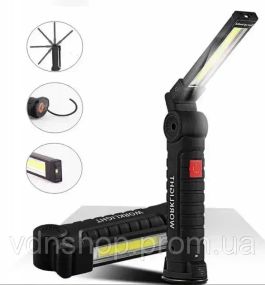 Акумуляторний ліхтар лампа світильник WORKLIGHT W-52 складаний (від USB/з МАГНІТОМ/з гачком)