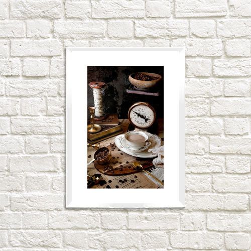 Постер в рамці Горнятко кави 21х30см, A4 (WMT4_COF003_WH)