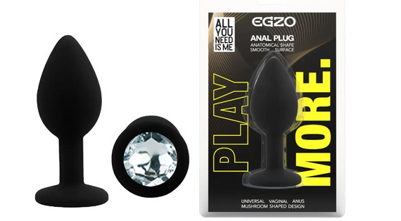 Силіконова анальная пробка EGZO - Silicone Black Round Plug Clear, size S Sex Aura