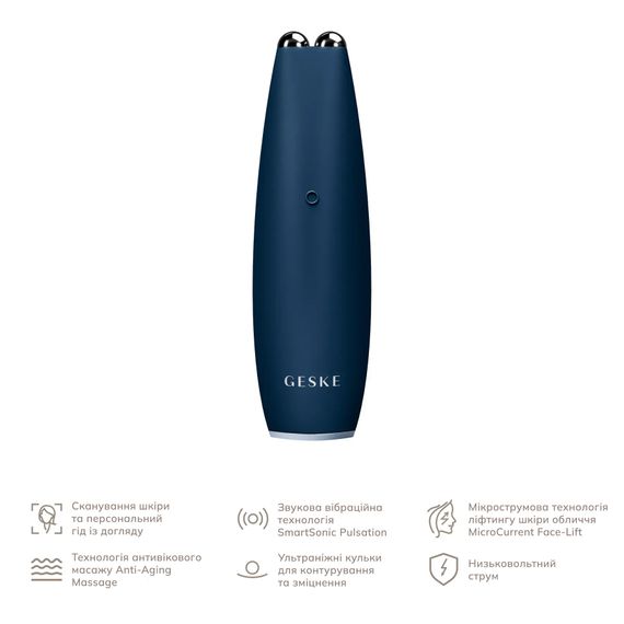 Мікрострумова ручка для підтяжки шкіри обличчя GESKE MicroCurrent Face-Lift Pen 6в1 white, Синій | Зображення 1