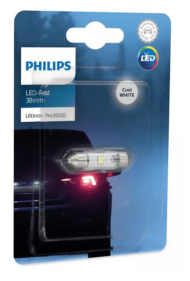 Светодиодная лампа Philips 11854U30CWB1 Festoon 38mm LED Ultinon Pro3000 Blister 0.6W 12V | Зображення 1