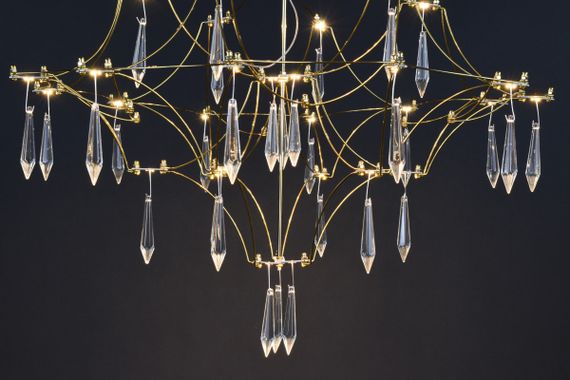 Люстра світлодіодна підвісна LED світильник для квартири на стелю лед 27872 Золото 65-180х60х60 см. | Зображення 8