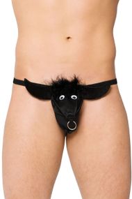 Черные мужские стринги с принтом быка 4437— SoftLine, S/L sexstyle
