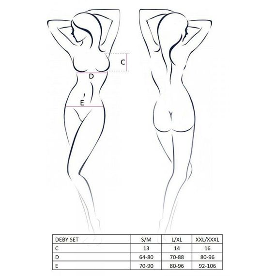 Комплект білизни під латекс DEBY SET black L/XL - Passion: ліф, міні-спідничка, стрінги, L/XL | Зображення 4