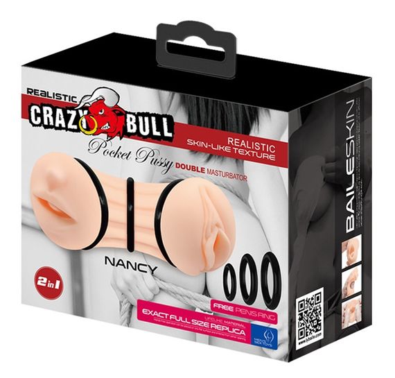 Мастурбатор с двумя входами Crazy Bull - NANCY Pocket Pussyм DOUBLE MASTURBATOR, BM-009224H Sex Aura | Зображення 8