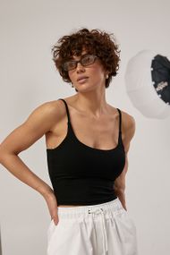 Еластичний топ на бретелях із пуш-апом - чорний цвет, ONE SIZE (є розміри)