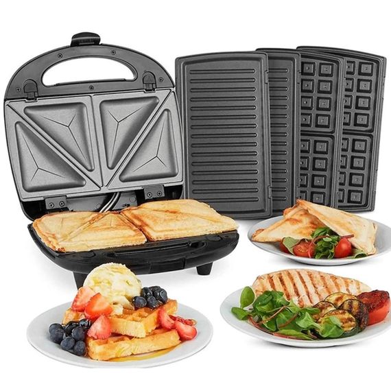 Бутербродниця мультипекар 4в1, 1400W, Grant ST-780 / Сендвічниця з антипригарним покриттям / Універсальний мультимейкер | Зображення 6