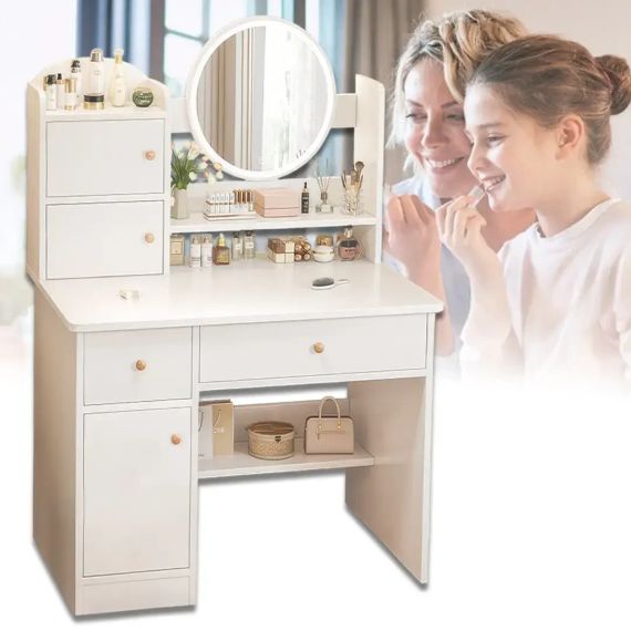 Столик для макияжа 80х40х128 см с зеркалом с подсветкой LED и шкафчиками TT811 | Зображення 2