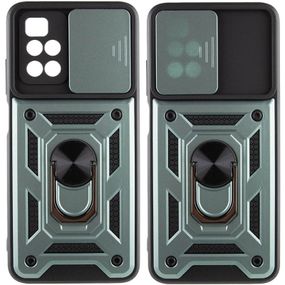 Ударопрочный чехол Camshield Serge Ring для Xiaomi Redmi 10 TPU+PC, Шторка на камеру, Зеленый