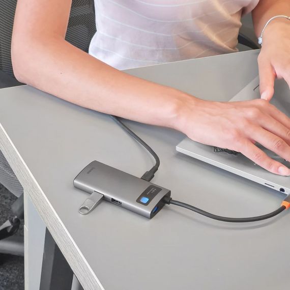 USB-Хаб Baseus Metal Gleam Series 4-in-1 Type-C gray | Зображення 6