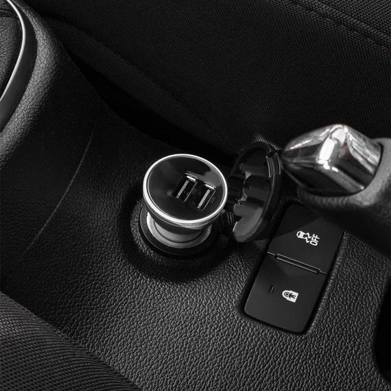Автомобільна зарядка для телефону Baseus Digital Display Dual USB 4.8A Car Charger 24W, Темно-сірий | Зображення 6