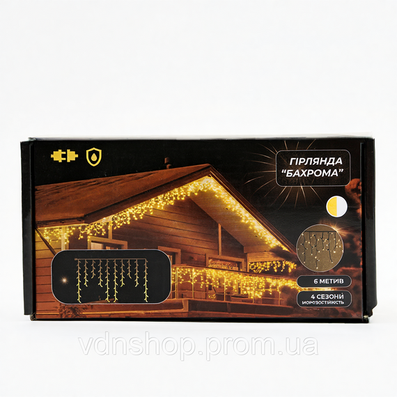 Новорічна гірлянда вулична Бахрома 6 м 105 LED білий провід Жовтий 6МWY | Зображення 4