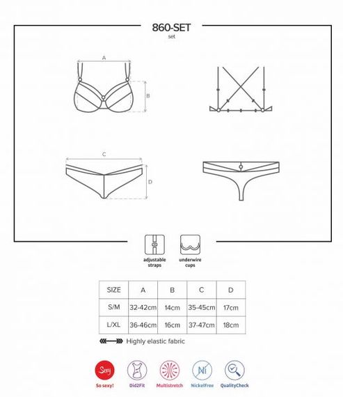Комплект Obsessive 860-SET-1 2 pcs set black L / XL, Черный, L/XL | Зображення 1