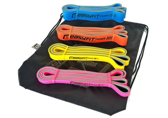 Набір двошарових гумок для підтягування EasyFit Premium 7-63 кг (4 шт) (EF-7634s) | Зображення 1