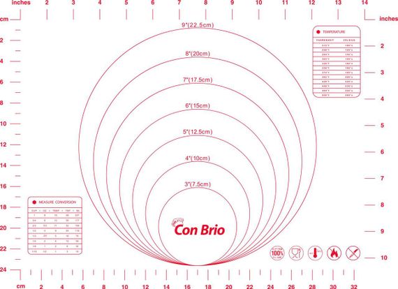 Коврик силиконовый для теста и выпечки Con Brio CB-675, 30х40 см антипригарный красный