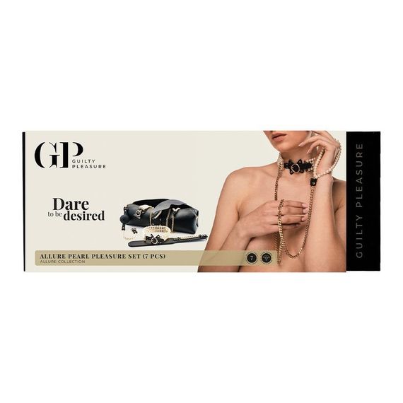 Набор БДСМ Guilty Pleasure Pearl с жемчугом и золотой фурнитурой, 7 предметов Sex Aura | Зображення 1
