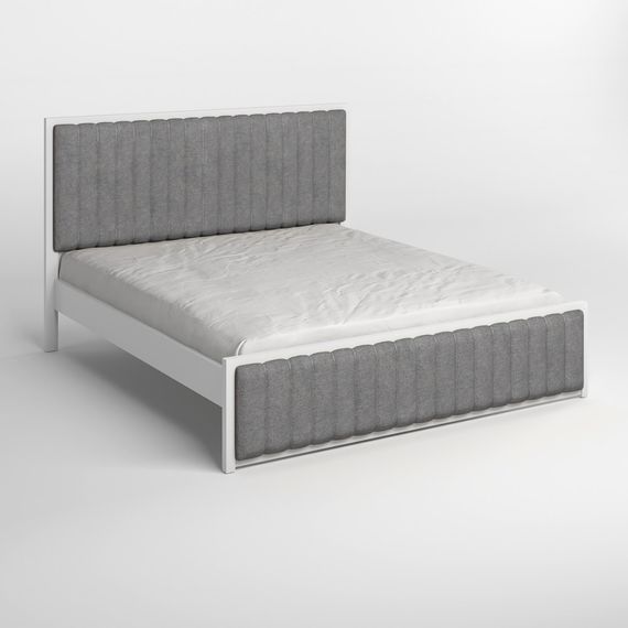 Односпальне дерев'яне ліжко Mebigrand Відень Білий (RAL9003)/Аляска 93 (Сірий) 90х200 см (MBG-10960) | Зображення 1