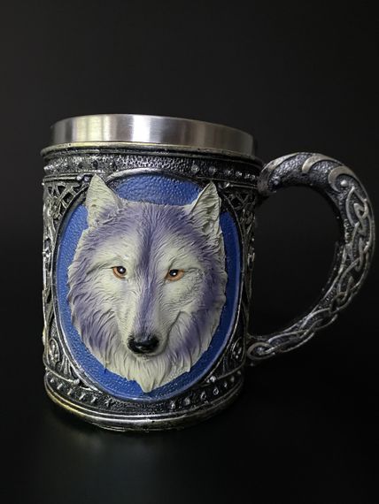 Кружка Вовк 400 мл — 3D келих із нержавіючої сталі та епоксидної смоли 400мл. | Зображення 1