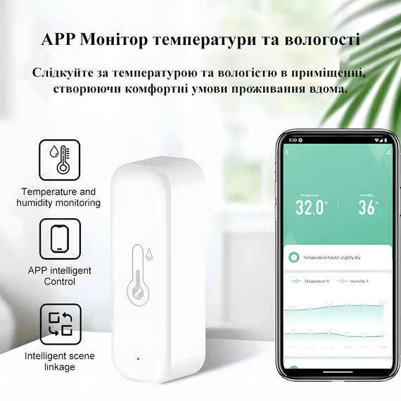 Розумний Zigbee 3.0 датчик температури та вологості TZ-P3-L/AT термометр гігрометр | Зображення 1