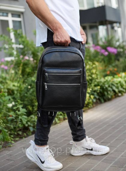 Городской мужской рюкзак из натуральной кожи 41х30х17, сумка для ноутбука и документов, черный | Зображення 4
