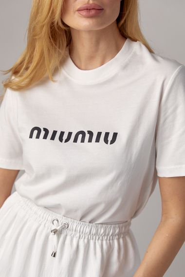 Женская футболка с надписью Miu Miu - молочный цвет, M (есть размеры) | Зображення 3