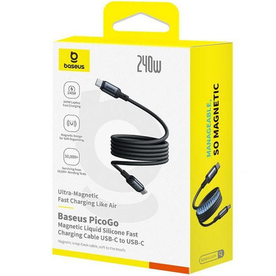 Дата кабель Baseus PicoGo Type-C to Type-C 240W (2m) (E04233) Cosmic Black | Зображення 1