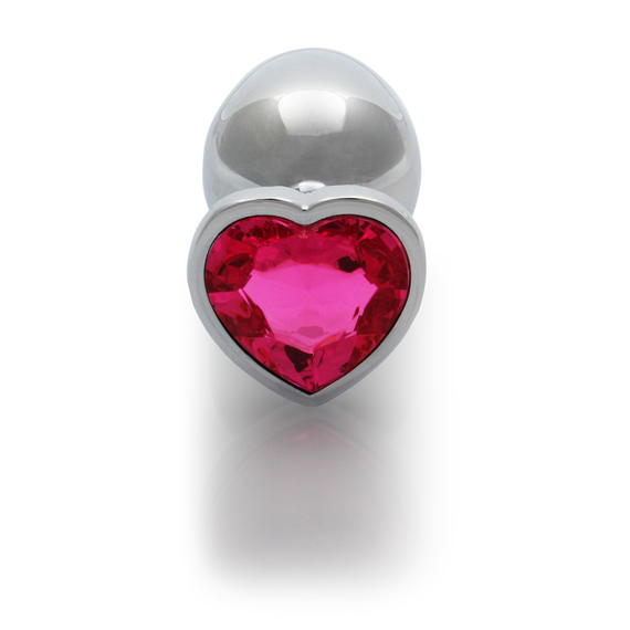 Анальна пробка - Ouch! Metal Butt Plug Large Silver/Rubellite Pink Sex Aura | Зображення 3