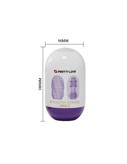 Мастурбатор міні з ребристим рельєфом Pretty Love Smooth Stripes Cupid X Egg, фіолетовий | Зображення 3