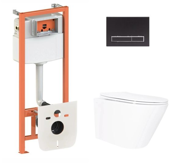 Набір Qtap Nest 4 в 1 підвісний унітаз Swan Ultra Quiet 520x360x320 + комплект інсталяції QT16335180W48197