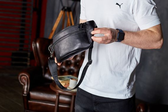 Стильна чоловіча бананка із натуральної гладкої шкіри NM-50358 | Зображення 6