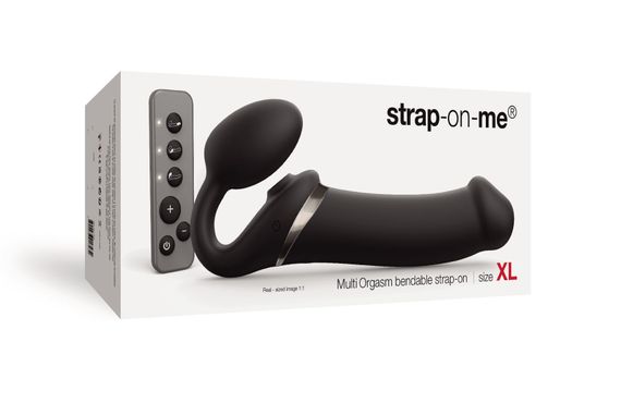 Безремінний вібрострапон з вакуумною стимуляцією Strap-On-Me MULTI ORGASM Black XL, регульований | Зображення 7