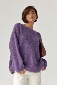 Подовжений джемпер легкої в'язки - фіолетовий цвет, ONE SIZE (є розміри)