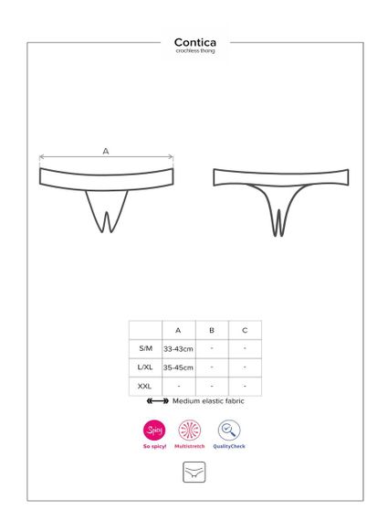Мереживні танга з доступом Obsessive Contica crothchles thong, чорні, S/M | Зображення 6
