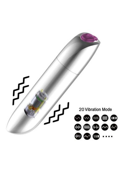 Міні-вібратор - Rechargeable Powerful Bullet Vibrator Silver Sex Aura | Зображення 1