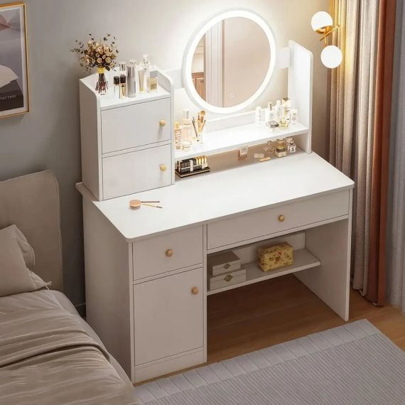 Столик для макияжа 80х40х128 см с зеркалом с подсветкой LED и шкафчиками TT811 | Зображення 1