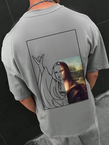 Чоловіча сіра легка оверсайз футболка з модним дизайном