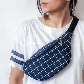 Сумка на пояс бананка Bumbag Синяя клетка 27x16 см (BB_18J007_TSI_TSI)