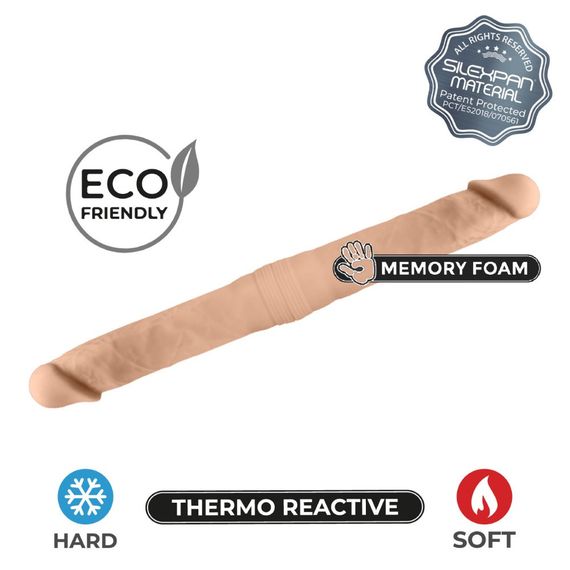 Фалоімітатор двосторонній SilexD подвійної щільності, бежевий, 38,5 х 3,9 см Sex Aura | Зображення 1