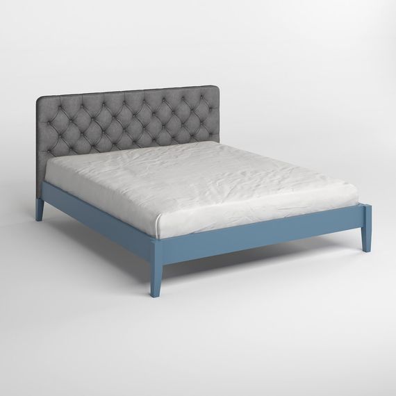 Односпальне дерев&#039;яне ліжко Mebigrand Рим ДК Сіро-синій (S7010R90B)/Аляска 93 (Сірий) Б3 80х200 см | Зображення 1