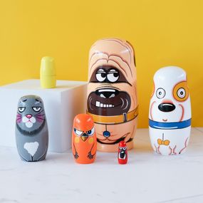 Развивающая деревянная игрушка-сортер «Матрешка Животные» - Набор 6 в 1 (Домашние любимцы)