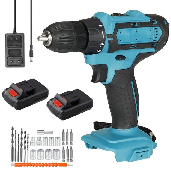 Акумуляторний шуруповерт з набором біт та свердел + 2 акумулятори 24V / Міні дриль-шуруповерт в пластиковому кейсі