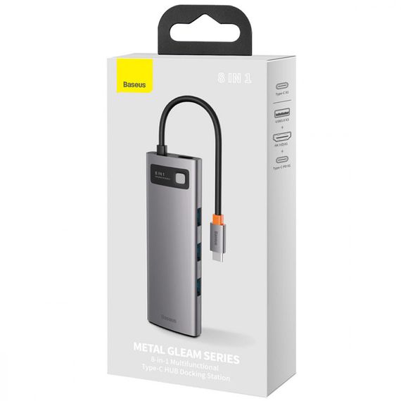 Переходник HUB Baseus Metal Gleam Series 4-in-1 4xUSB3.0 (WKWG070013) Gray | Зображення 4
