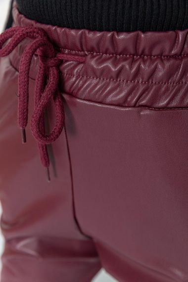 Лосины женские на флисе  цвет бордовый 164R150 | Зображення 4