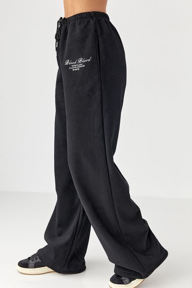 Утеплені спортивні штани з написом - чорний цвет, S/M (є розміри) | Зображення 4