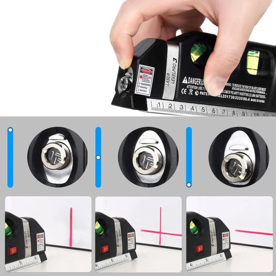 Лазерний рівень з вбудованою рулеткою, LASER LEVEL PRO3 / Нівелір рідинний для будівельних робіт | Зображення 5