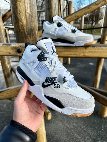 Кросівки Nike SB Air Jordan Retro 4 (white & gray) | Зображення 6