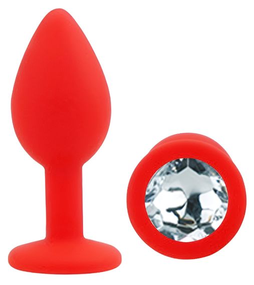 Силіконова анальна пробка EGZO - Silicone Red Round Plug Clear, size S Sex Aura | Зображення 1