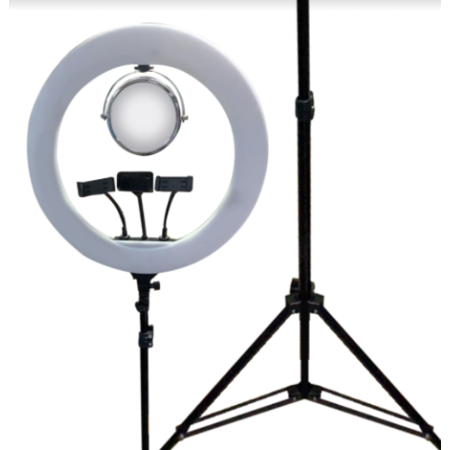 Кольцевая LED лампа Ring Fill Light 520A 55 см со штативом, пультом, зеркалом и 3 держателями для телефона